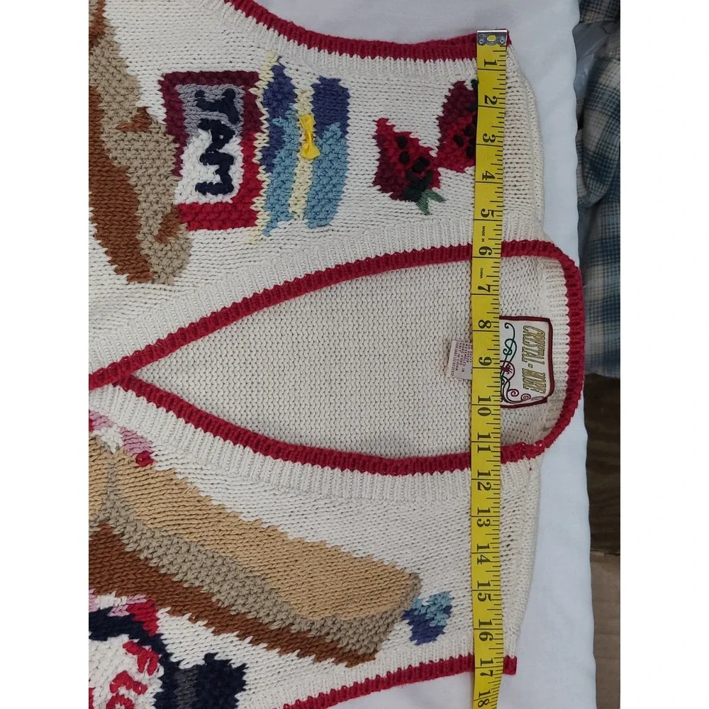 Vintage 1990s Knitted Sweater Vest Kitchen Theme Cottagecore Sz 2X Grandmacore - Picture 6 of 10